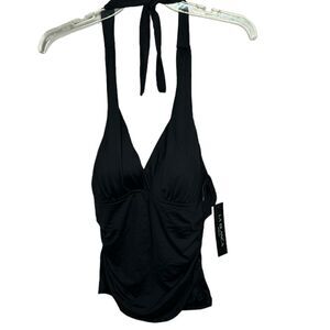 LA Blanca Black Halter Tankini Top. New With Tag.